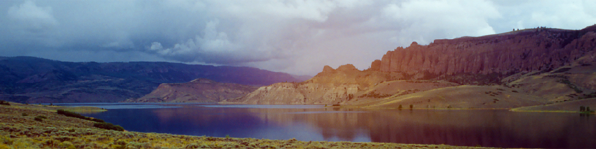 Mountains and lake in Colorado after an afternoon rain storm